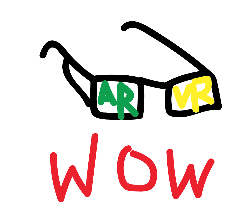 A poorly drawn MS paint version of AR/VR goggles with the word 'wow' below them